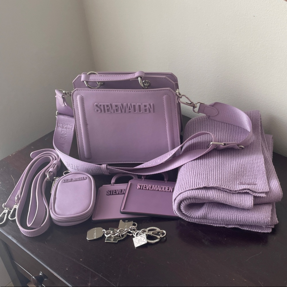 Steve Madden Lavender Crossbody Set with Detachable Strap and Pouch